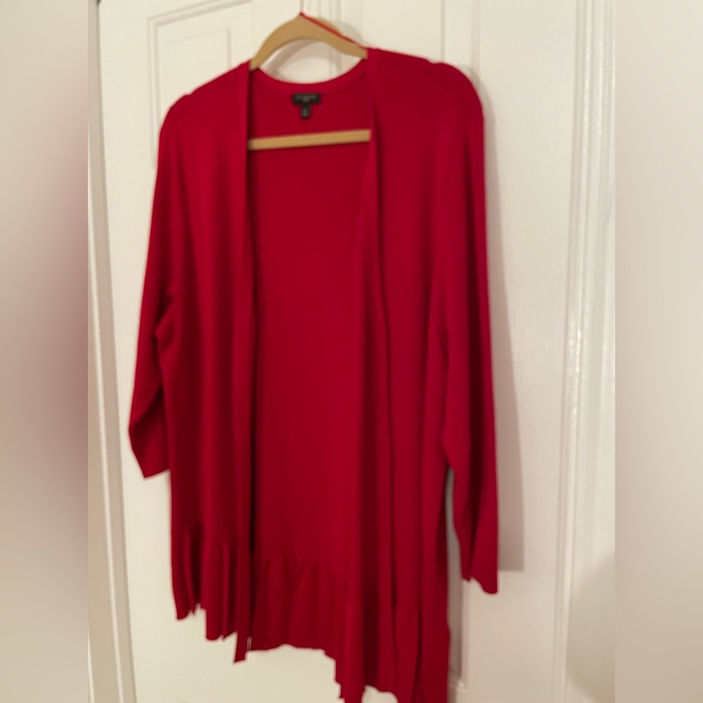 Talbots size 2X red cardigan with peplum edge